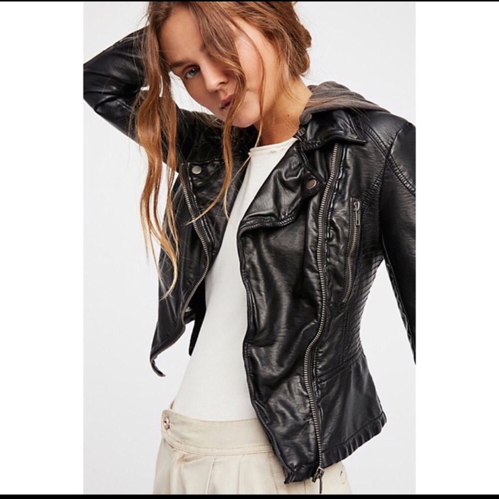 Free People Black Hooded Jacket